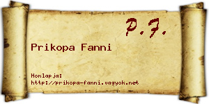 Prikopa Fanni névjegykártya